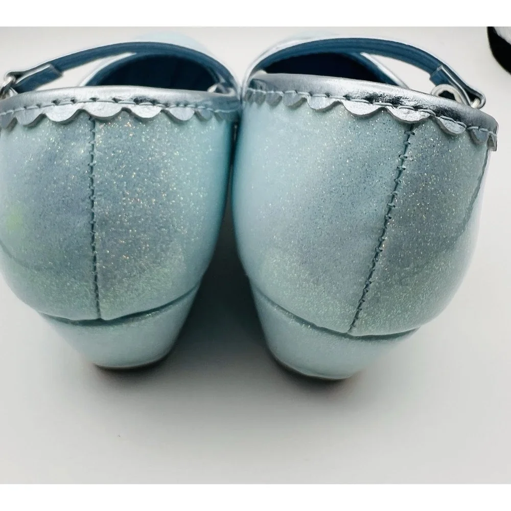 Disney Cinderella Toddler Dress Shoes Size 8 Blue Glitter Mary Jane Princess